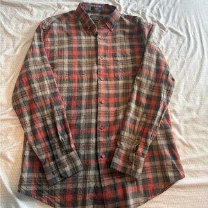 Pendleton Shirt Mens Medium Landry Plaid Long Sleeve Wool Blend Red Gray Button